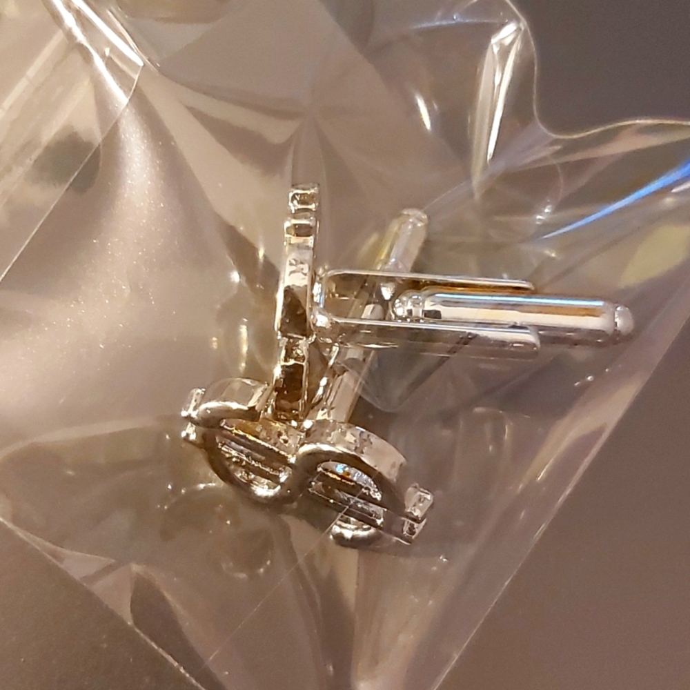 NEW SILVER DOLLAR SIGN CUFFLINKS